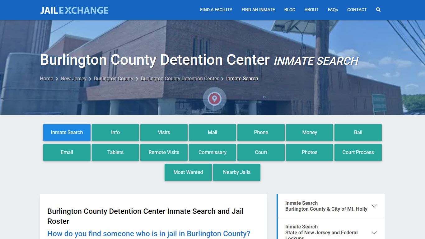 Burlington County Detention Center Inmate Search - Jail Exchange