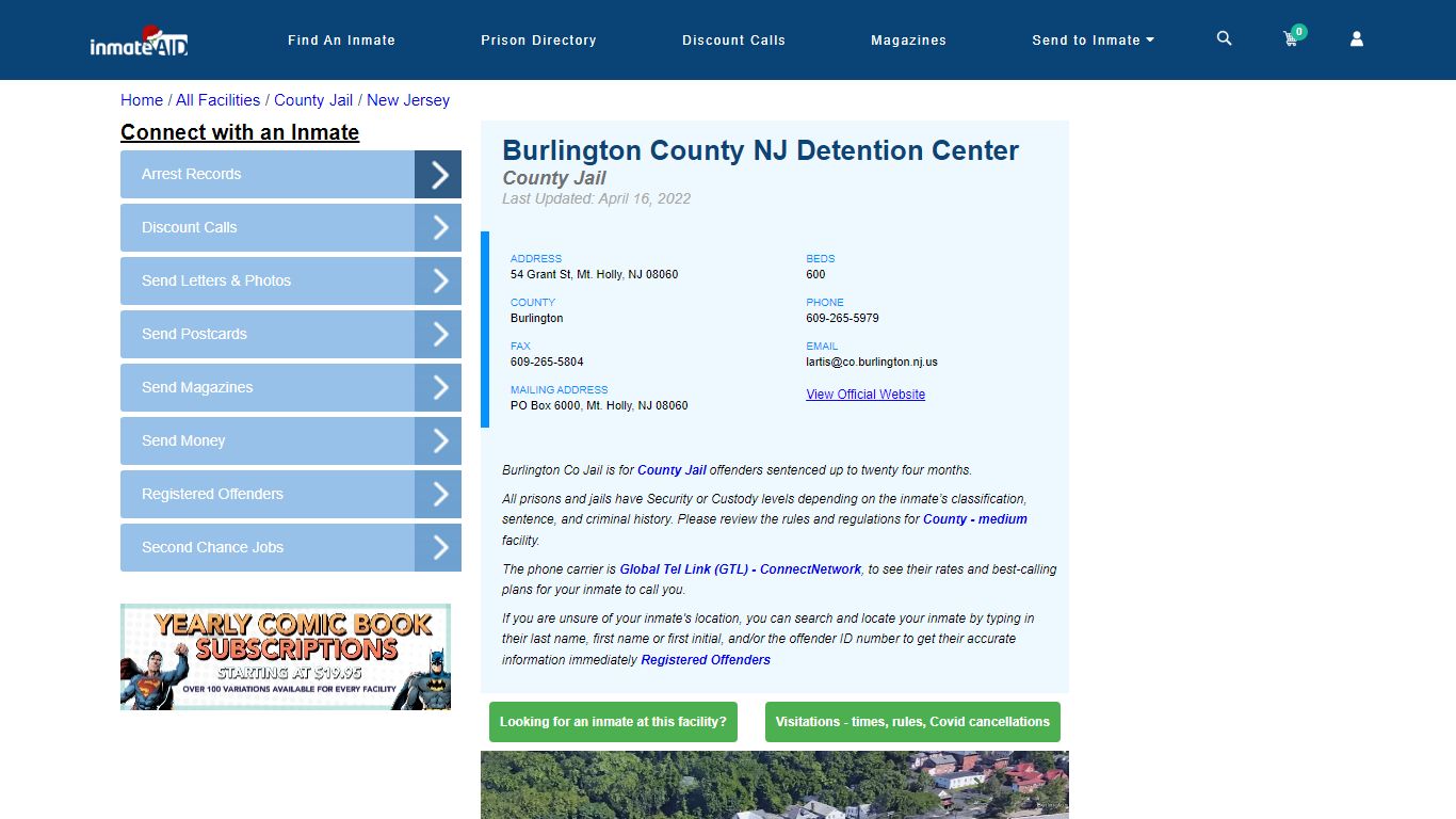 Burlington County NJ Detention Center - Inmate Locator - Mt. Holly, NJ